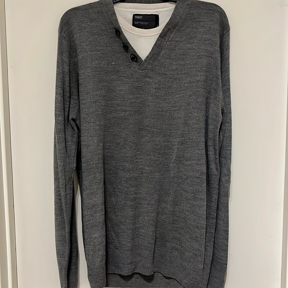 NEXT V-Neck long sleeve sweater Grey Lrg